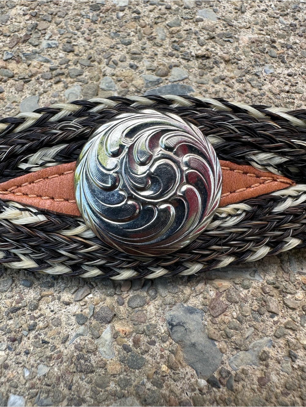 Vintage Circle Y Horsehair Concho Belt Size 38 Handmade Western USA Texas - Picture 3 of 12